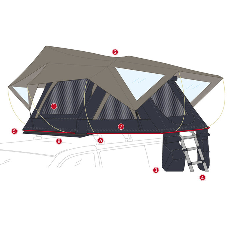 Dachzelt Fiamma Moonlight Tent 180 Autodachzelt 3 Pers für Camper mit Dachreling