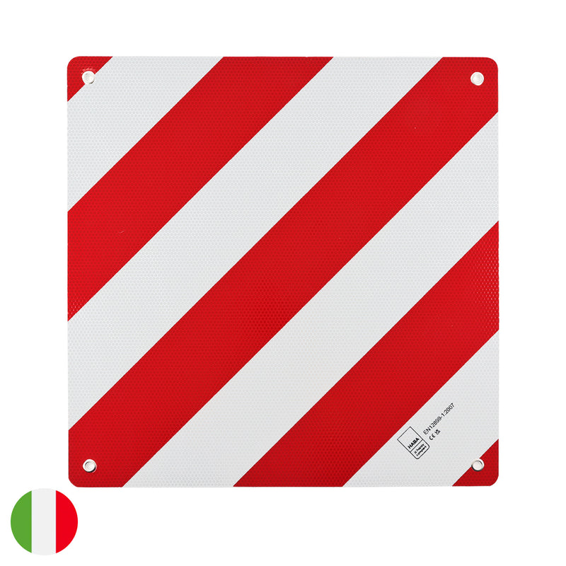 Flexible Warntafel zum wenden für Italien und Spanien 50 x 50 cm Ösen Kunststoff