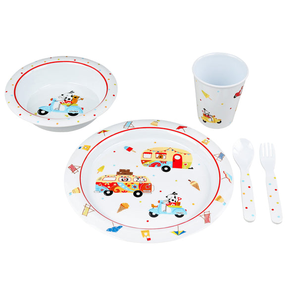 5 teiliges Melamin Geschirr Set "Sparky and Friends" für Kids ab 36 Monate 👶🏕️