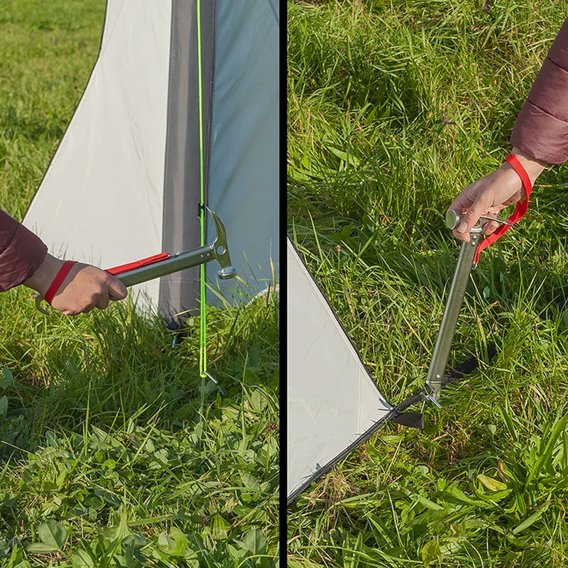 Camping Hammer mit Heringauszieher Aluminium/Stahl mit farbiger Schlaufe