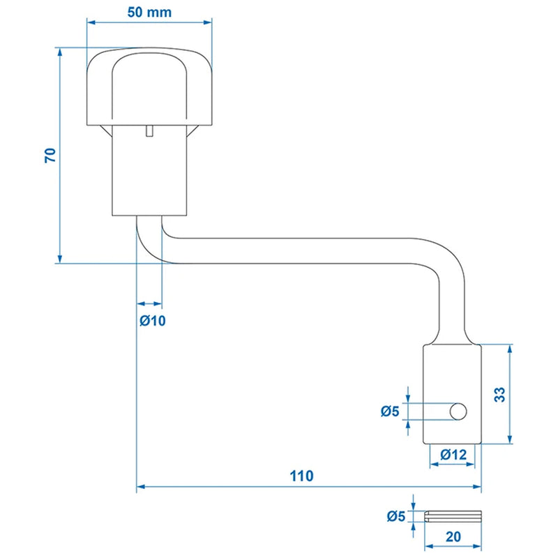 Kurbel Hebel Stützrad 48mm Bugrad Deichselrad Länge 126mm für Anhänger Wohnwagen