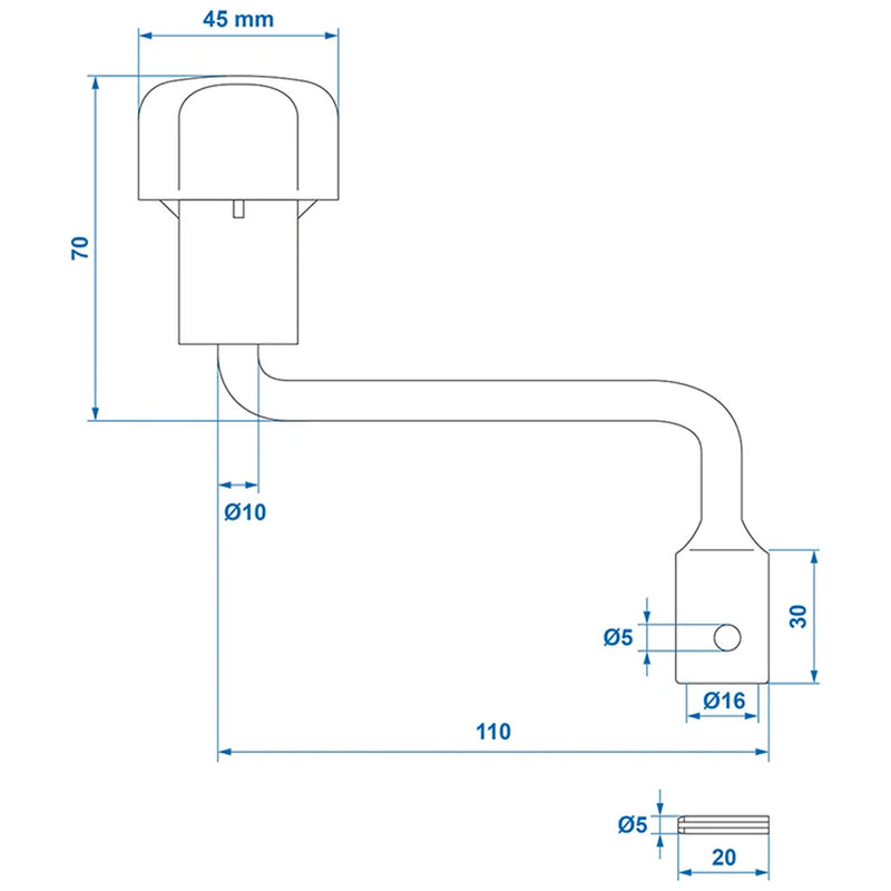 Kurbel Hebel Stützrad 60mm Bugrad Deichselrad Länge 110mm für Anhänger Wohnwagen