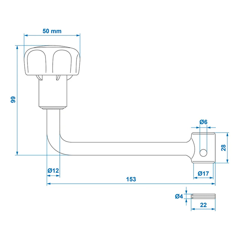 Hebel für Stützrad 60 mm Stahl Kurbel für Anhänger Wohnwagen Bugrad Deichselrad