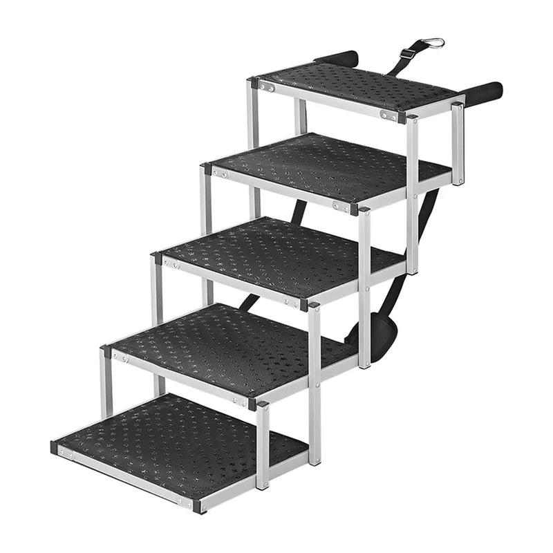 Faltbare Hundetreppe Aluminium Einstiegshilfe klappbar mit 5 Stufen bis 30 Kg