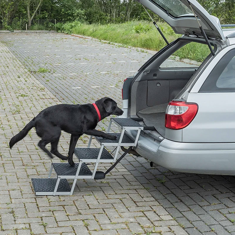 Faltbare Hundetreppe Aluminium Einstiegshilfe klappbar mit 5 Stufen bis 30 Kg