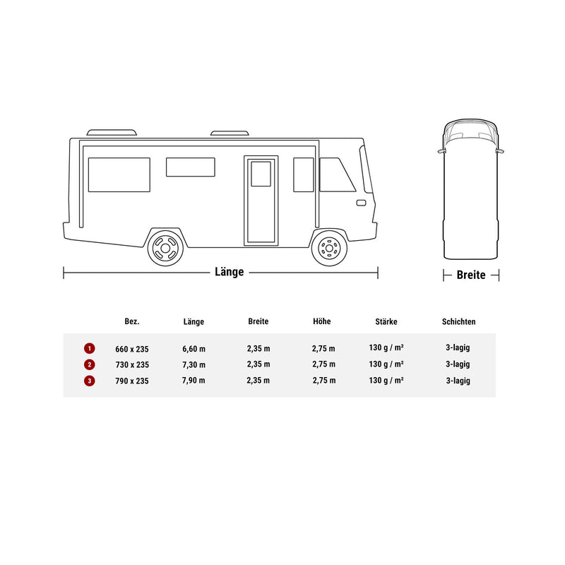 deiwo Essential Wohnmobil Schutzhülle 660 - 790 x235x275cm Abdeckplane Abdeckung