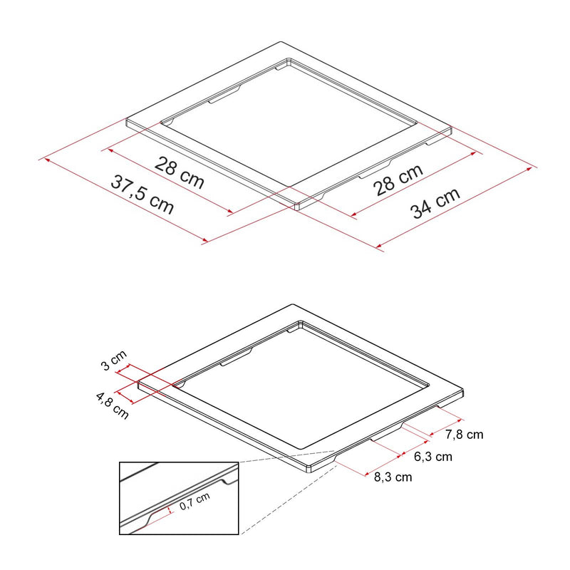 KIT FRAME 28 DUCATO 28 x 28 cm Adapterrahmen für Dachluke Dachfenster Wohnmobil