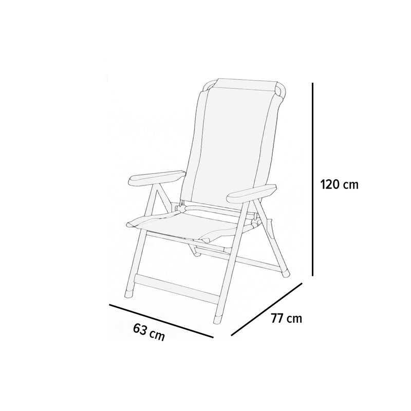 4x Via Mondo Campingstuhl "Alto Azul" 7 fach verstellbar breite Armlehen kompaktes Packmaß