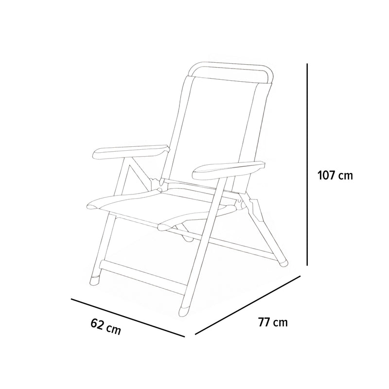 4x Via Mondo Campingstuhl "Basso Crema" 7 fach verstellbar breite Armlehen kompaktes Packmaß