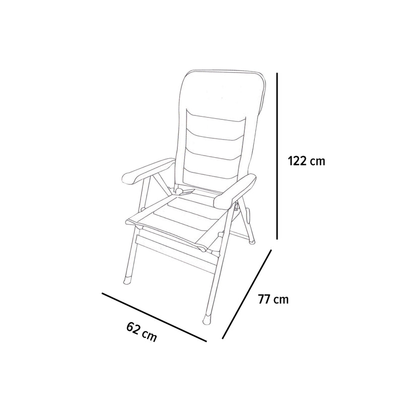 4x Via Mondo Campingstuhl "Grande Cinzo" 7 fach verstellbar breite Armlehen kompaktes Packmaß