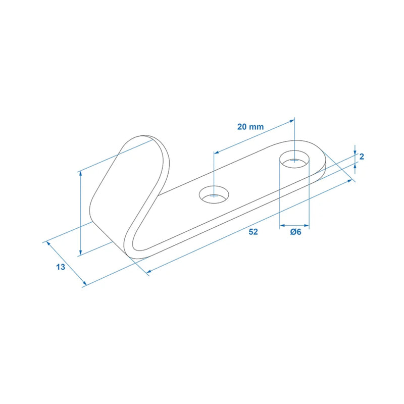 4x Garderobenhaken Kleiderhaken 52x13 mm Camping Küchenhaken, Wandhaken Metall