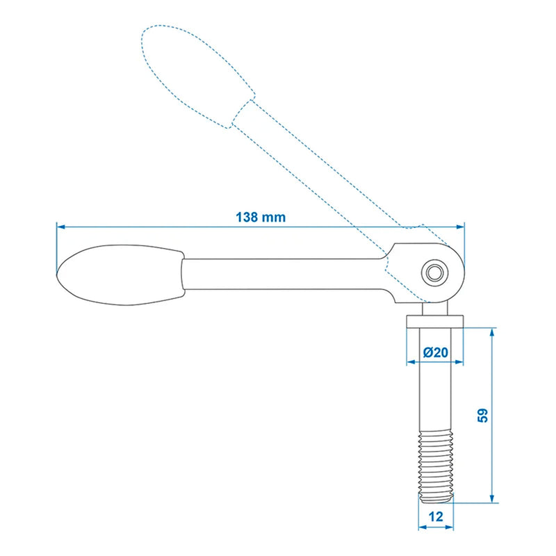 Knebel für Stützradklemme klappbar M12 Knebelfeststeller für Klemmhalter 48mm