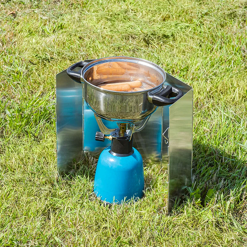 Koch-Windschutz für Gaskocher Camping Aluminium Windschutz faltbar 49 x 26 cm