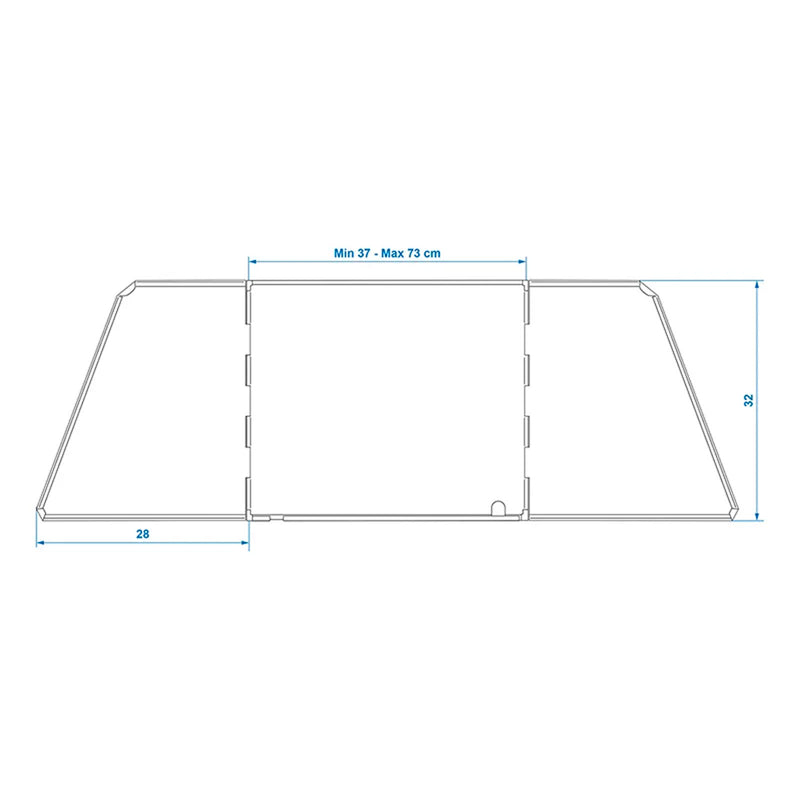 Koch-Windschutz für Gaskocher Stahl Windschutz faltbar, ausziehbar 37-70x28x32cm