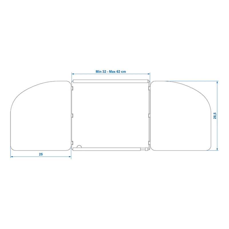 Koch-Windschutz für Gaskocher Stahl Windschutz faltbar, ausziehbar 32-62x28,5x25cm