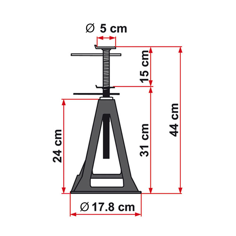 Fiamma Stützbock 4er Set, 31-44 cm, belastbar 750 kg, grau