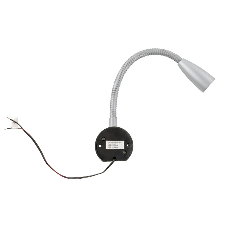 12 Volt LED Schwanenhals Leseleuchte | USB 5V/2,1A | 150lm | 1W | 4000K