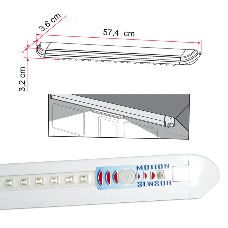 2x Fiamma Led Außen Leuchte mit Bewegungsmelder 12 V 31 weiße LED extra hell