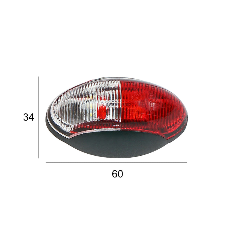 Umrissleuchte LED rot/weiß 60x34 mm, 12 - 30 Volt, LED