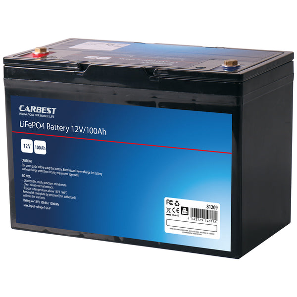 LiFePo4 Batterie 100 Ah, Carbest, Lithium-Eisen-Phosphat Batterie 12V 100 Ah