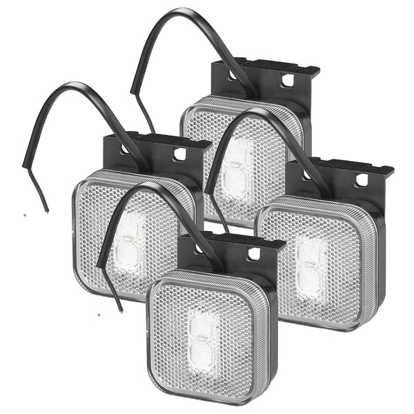 4er Set LED Seitenmarkierungsleuchte 12/24V – Weiß, 65 x 65 mm, mit Halter, E-Typ geprüft