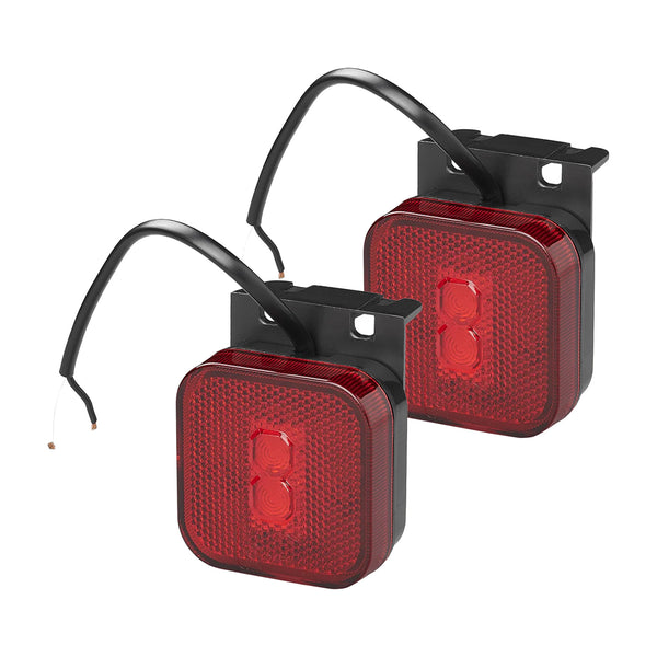 2er Set LED Seitenmarkierungsleuchte 12/24V – Rot, 65 x 65 mm, mit Halter, E-Typ geprüft