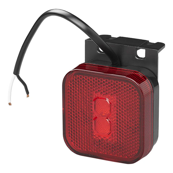 LED Seitenmarkierungsleuchte 12/24V – Rot, 65 x 65 mm, mit Halter, E-Typ geprüft