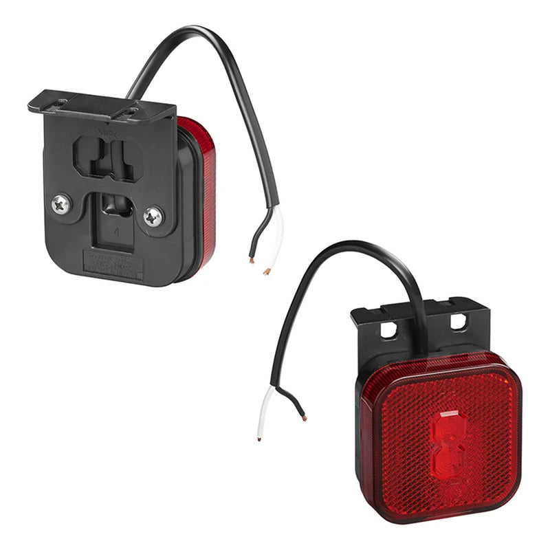 4er Set LED Seitenmarkierungsleuchte 12/24V – Rot, 65 x 65 mm, mit Halter, E-Typ geprüft