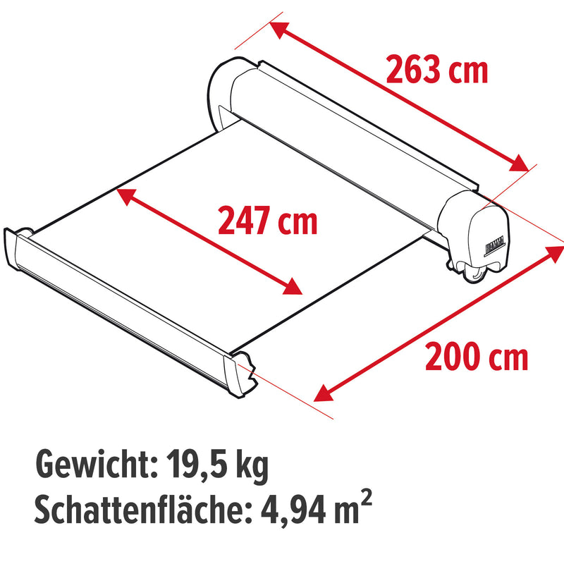 Fiamma F45 S Markise Gehäuse Black 260cm, Tuch royal grey + Sikaflex 522