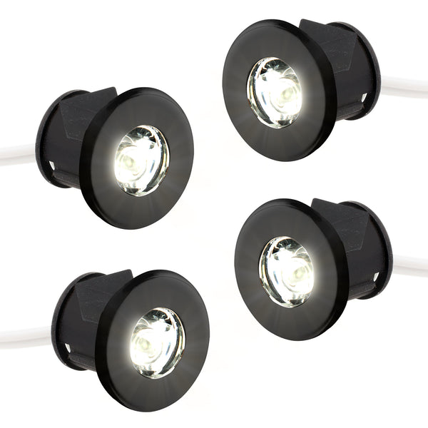 4x Einbaustrahler 12V Mini LED-Spot 50lm Leuchte schwarz für Wohnwagen Wohnmobil