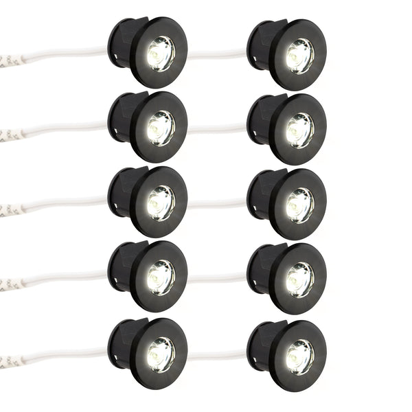 10x Einbaustrahler 12V Mini LED-Spot 50lm Lampe schwarz für Wohnwagen Wohnmobil