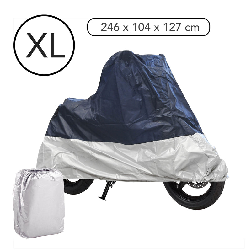 Motorrad Abdeckplane XL grau/blau 246x104x127 cm doppelt abgenäht Gummizug 🏍️