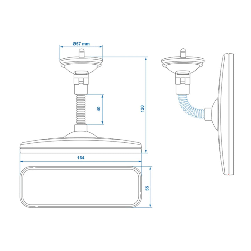 Panorama-Rückspiegel Groß mit 4cm Flexarm - Universal Wohnwagen Caravan Spiegel