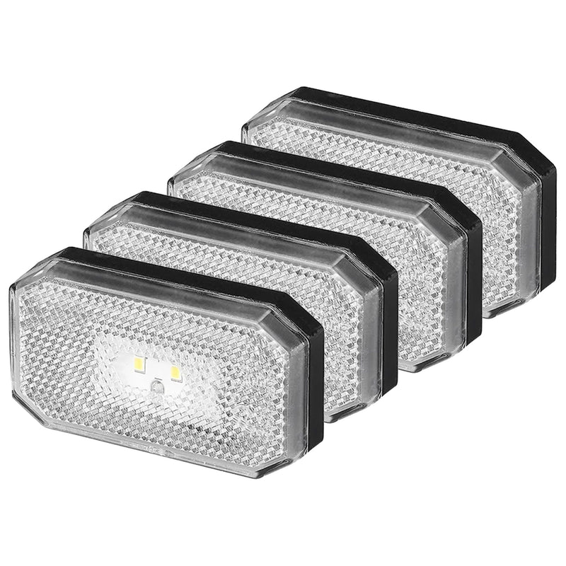 4er Set LED Seitenmarkierungsleuchte 12/24V – Weiß, 80x44 mm, wasserdicht & E-Typ geprüft