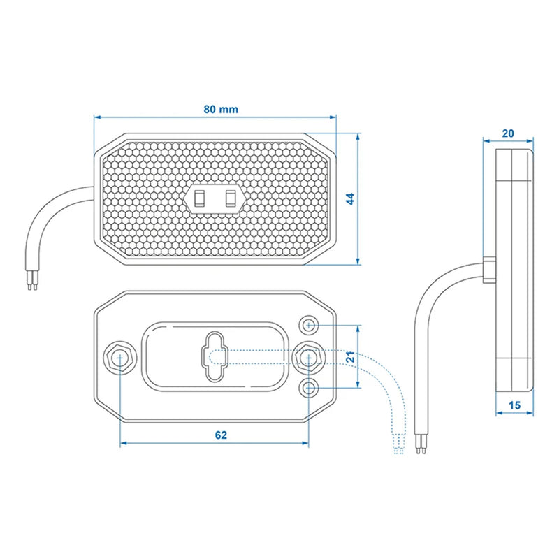 4er Set LED Seitenmarkierungsleuchte 12/24V – Weiß, 80x44 mm, wasserdicht & E-Typ geprüft