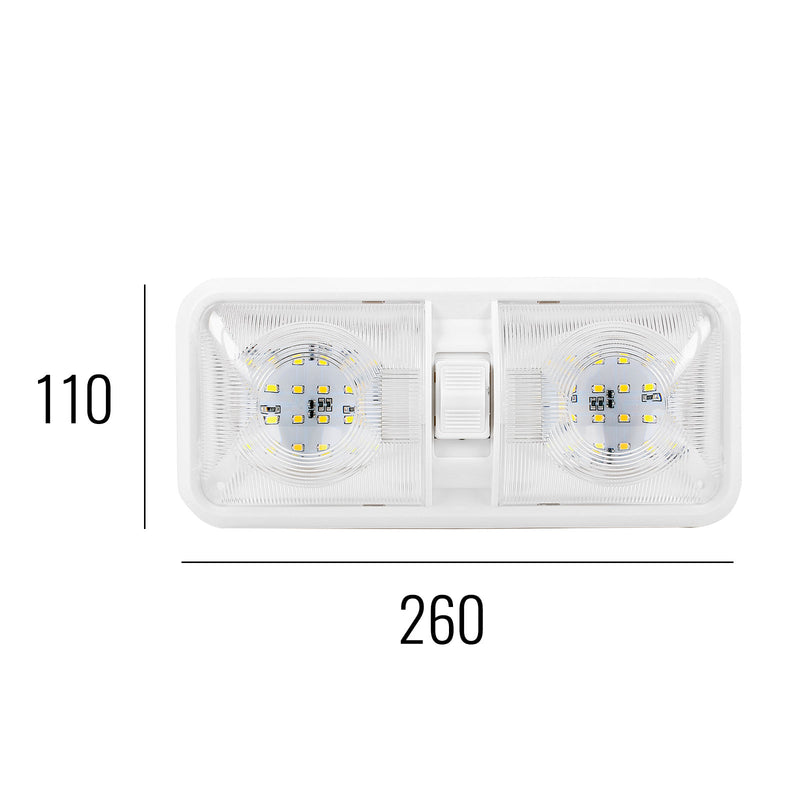 Aufbauleuchte 48-Leds, 12V, 640lm, 38x288x127mm, Kunststoff, weiß