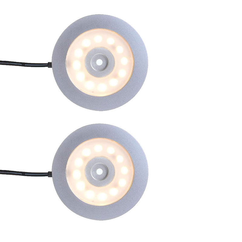 2er Set Aufbauspot 12 LED 240l, 12V-3,4W, Ø55x5,0mm