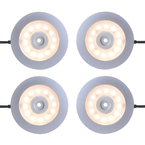 4er Set Aufbauspot 12 LED 240l, 12V-3,4W, Ø55x5,0mm