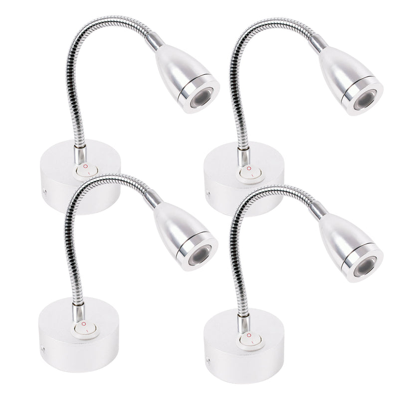 4er Set Aufbauspot Led flexiblem Schwanenhals 12v, 120lm, Ø65x110-260mm