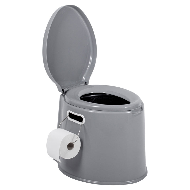 Tragbare Camping-Toilette, 7 Liter, Kunststoff, 40,5x49x33 cm, grau