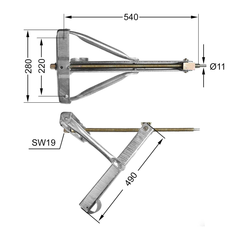 Ausdrehstütze Set 4 Stück Traglast 500 Kg + Handkurbel 840 mm