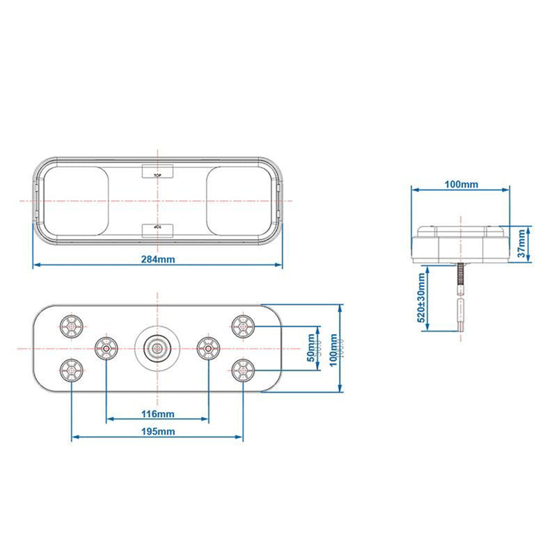 2x Rückleuchte 5 Funktionen 284x100mm 36LED Schlussleuchte Anhänger