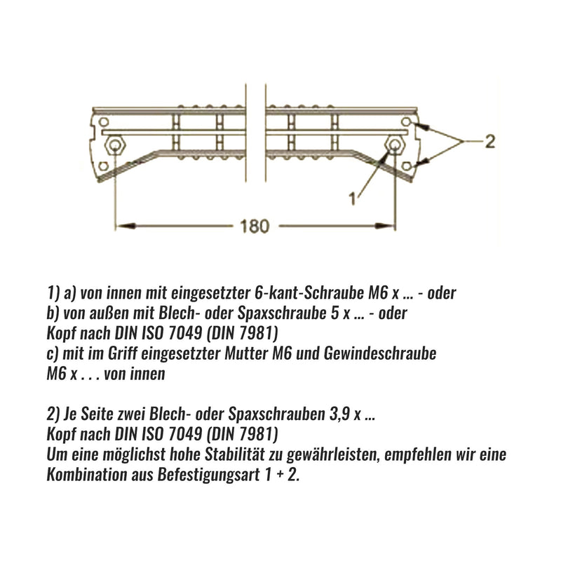 Wohnwagen Rangiergriff 180 mm Wohnwagengriff aus Kunststoff - Farbvariationen