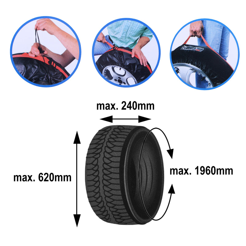4er Set Reifen Hüllen Taschen Tragegriff Nylon max 18"; 20 Kg pro Rad