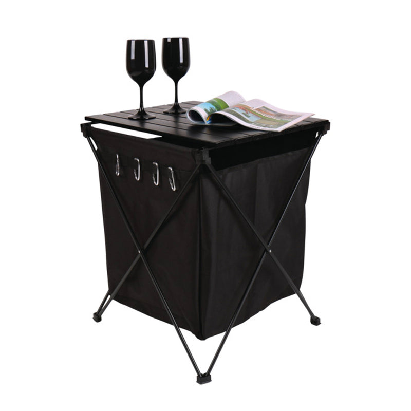 Alu Rolltisch HUGO mit Tasche + Haken 46 x 50 cm schwarz Campingtisch Falttisch