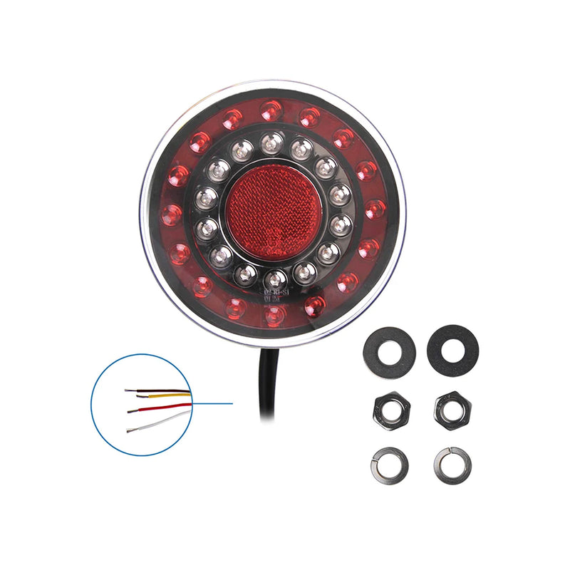 2er Set LED Rückleuchte 125mm rund Brems-, Rück-, Blinklicht und Rückstrahler