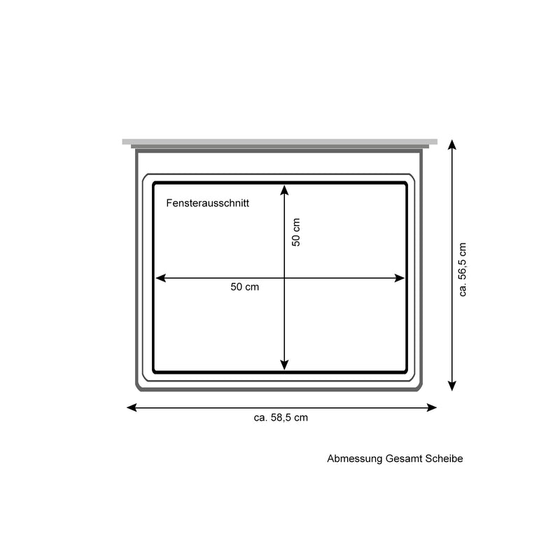 Wohnwagen Seitenfenster 50x50cm | Kederbefestigung | inkl Aussteller | Anthrazit