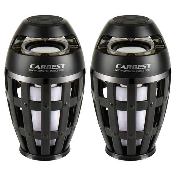 SET 2x Carbest LED Leuchte Flammeneffekt mit Bluetooth Lautsprecher - Akku Lampe