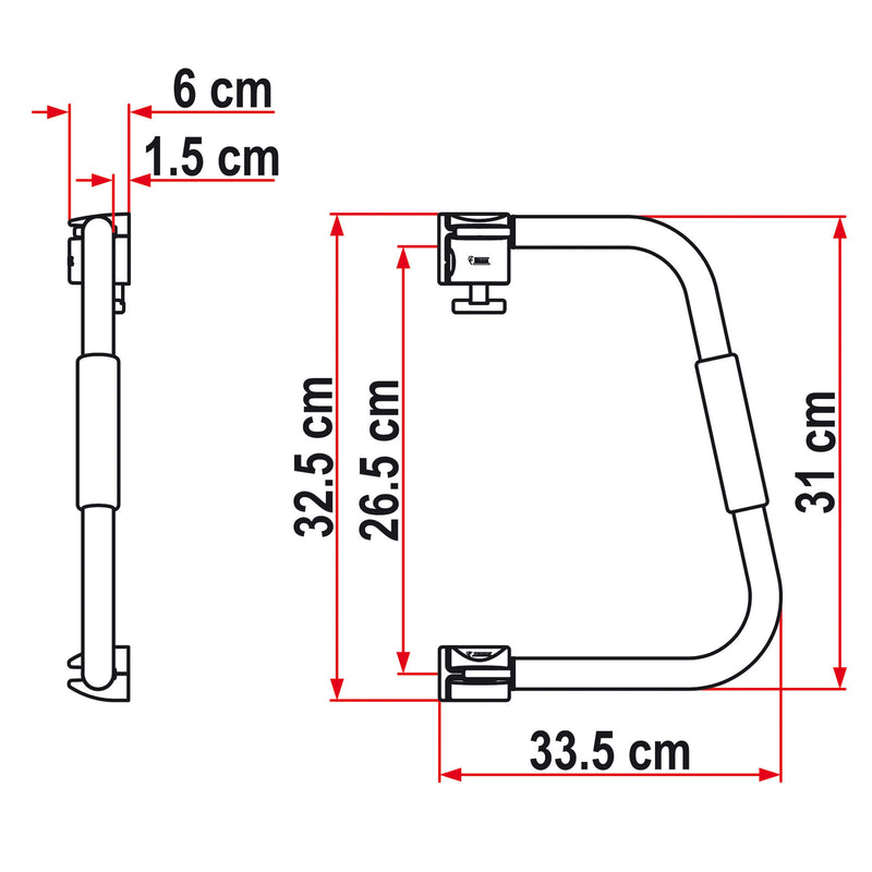 Fiamma Security 31 Einstiegshilfe, Bügelhöhe 31 cm, Aluminium, Schloss