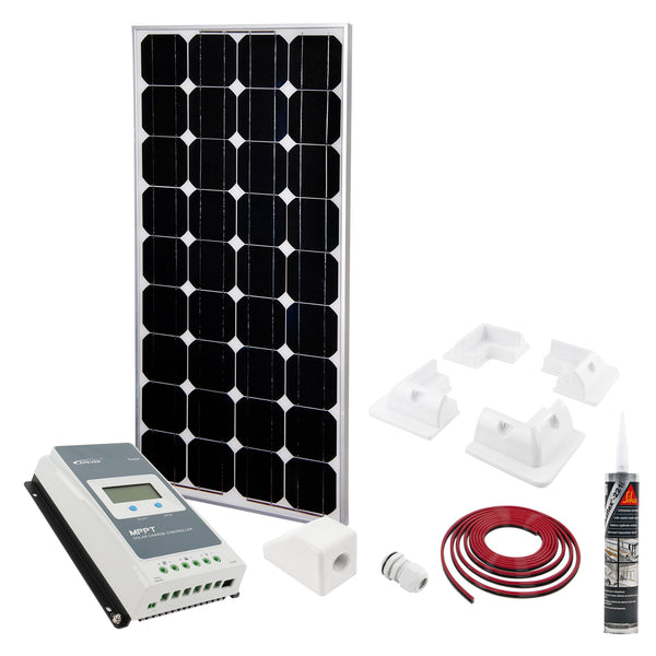 Solar Panel Set 130W | MPPT Regler | Halter | 5M Kabel | Sika | Dachdurchführung
